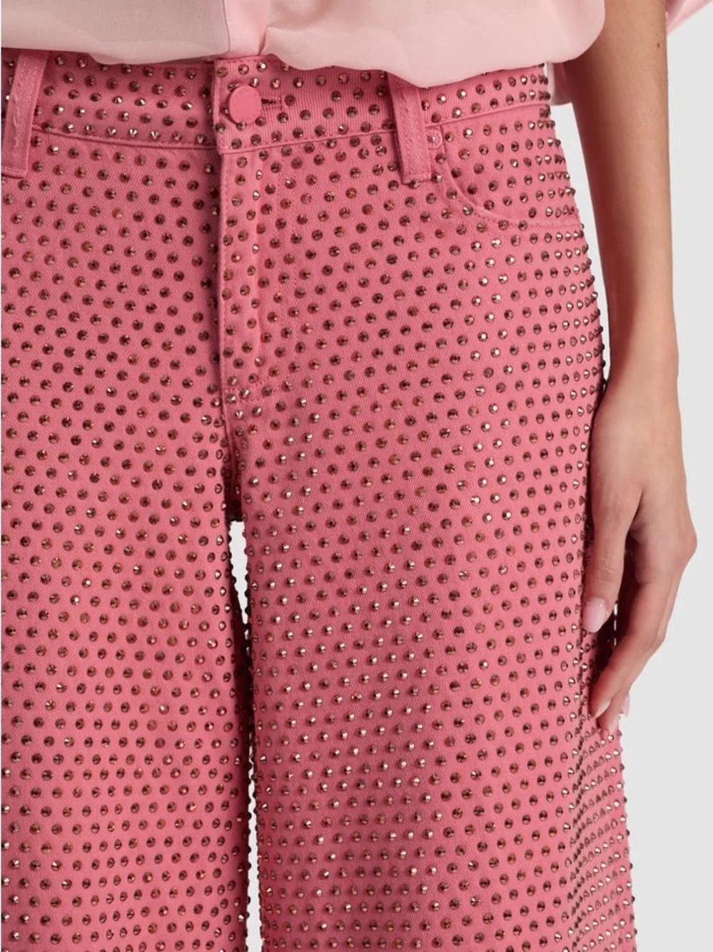 Alice + Olivia AMAZING EMBELLISHED JEAN in Deep Rose/Rose Gold - Picture 4 of 8